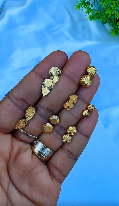 21K Solid Gold Stud Earrings Collection | High-Purity Gold⁠ | Lightweight 0.9g - 1.1g