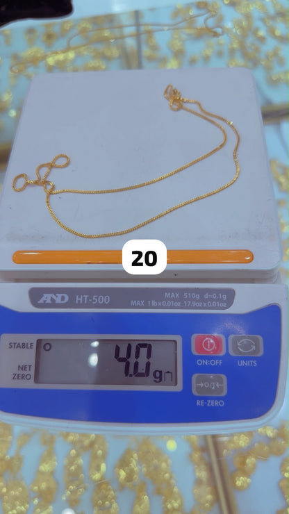 21 Karat Solid Gold Franco Chain Necklace | (18” - 3.6g) | (20” - 4.0g)