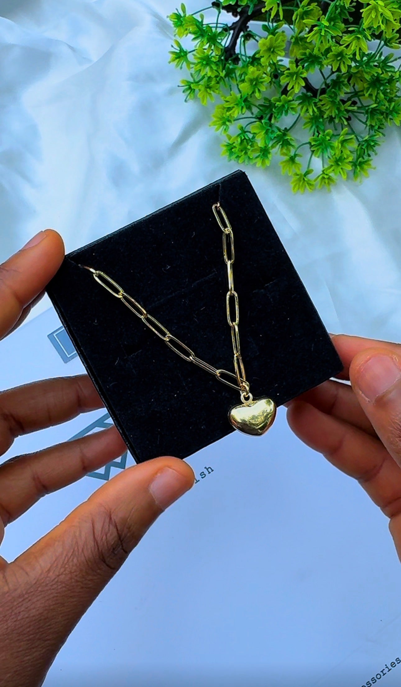 18ct Real Gold Paper Clip Heart Instant Chain Necklace- 3.7g | 18 Inches