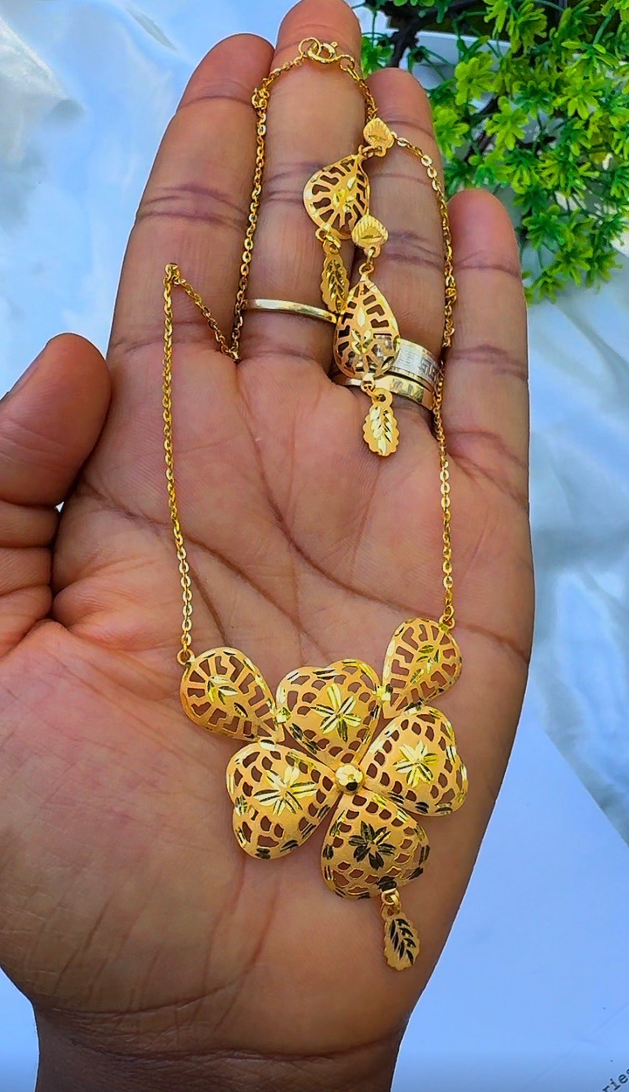 21K Solid Gold Earrings & Necklace Jewellery Set | 6.8g