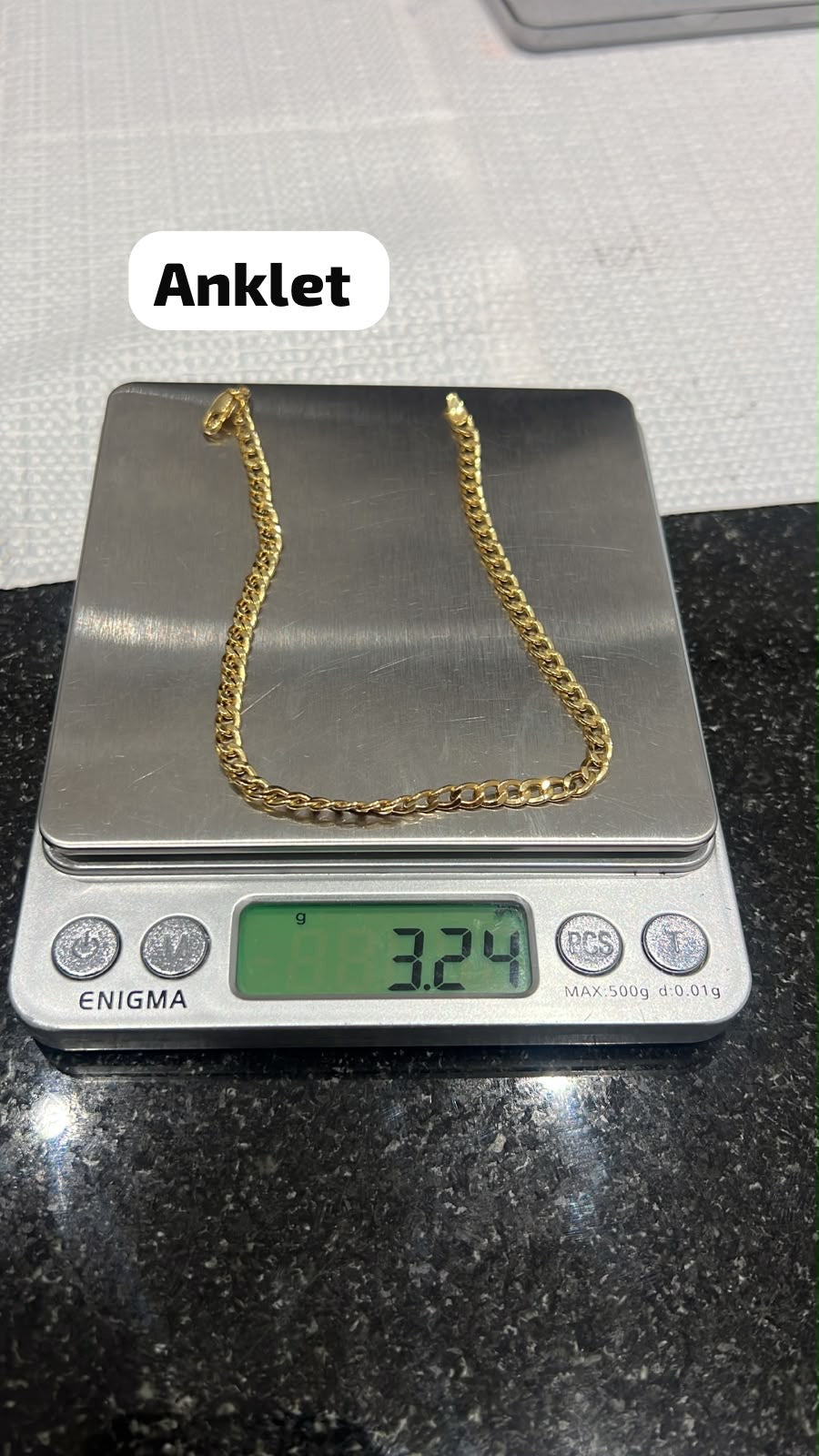 18K Solid Gold Cuban Anklet | 10 Inches | 3.24g