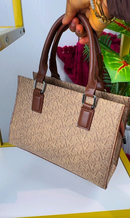 Monogram Canvas Top-Handle Satchel Handbag – Beige & Brown {Medium | Defective} - 010