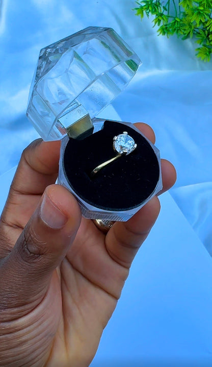 18K Solid Gold Engagement Ring For Women | Sizes 8 & 9