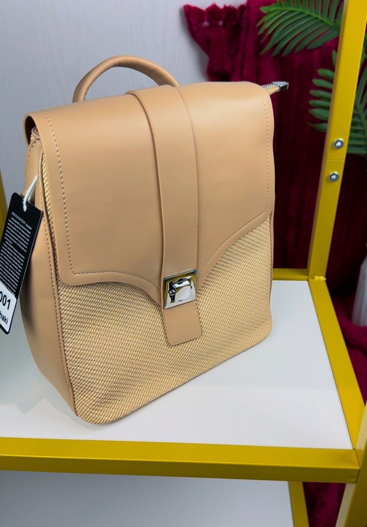 Black & Biege Structured Women's Bagpack {Medium} | LARYZ Everyday 008