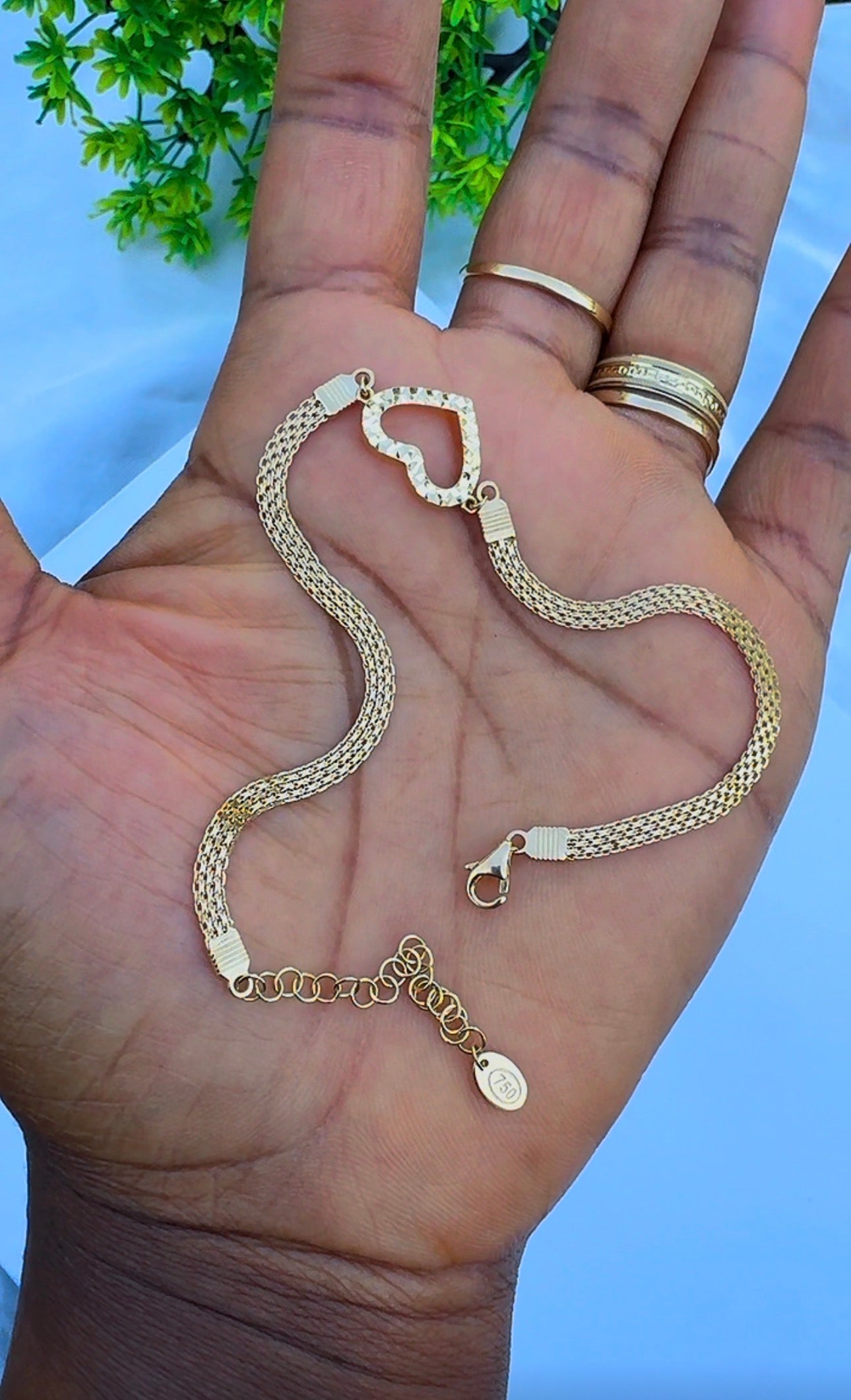 18 Karat Solid Gold Carpet + Charm Anklet | 10 Inches | 4g~4.3g