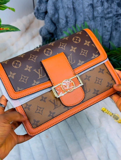 Monogram Canvas Crossbody Bag with Leather Strap - LASi015