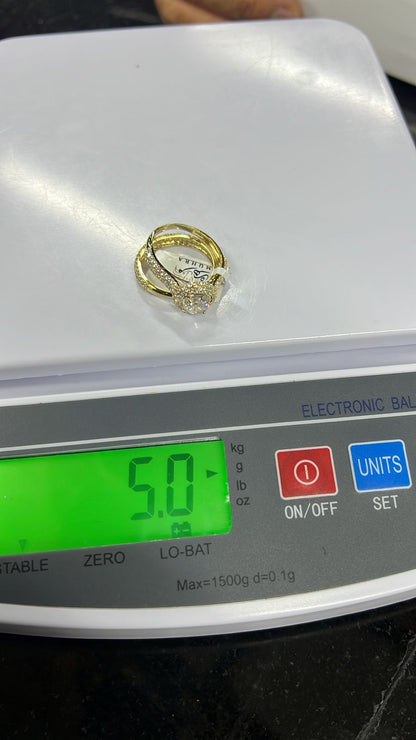 Degam Pure 18 Karat Italian Gold Bridal Engagement Ring Set
