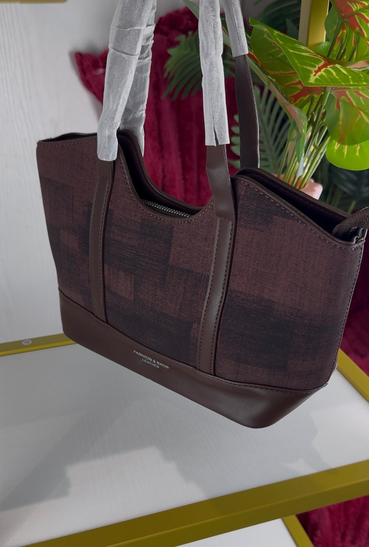 Brown Fabric Patch Handbag | LARYZ Everyday - 030 | Medium