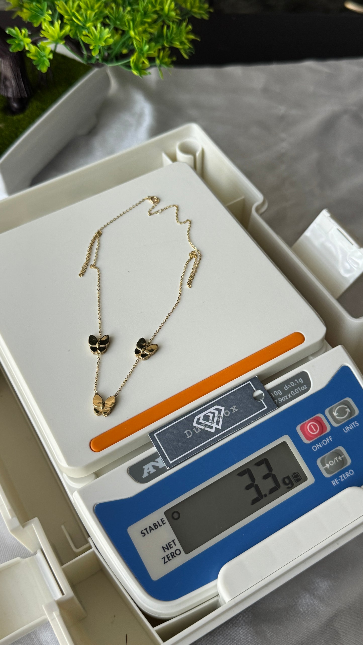 18ct Real Gold Triple Butterfly Necklace | 3.3g | 17” + 1” (18 Inches)