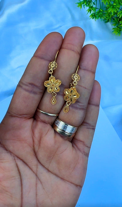 21K Solid Gold EarCuff Drop Earrings | 3.2g
