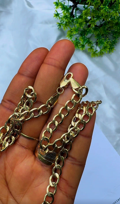 18K Solid Gold Cuban Chain Necklace For Men | 22 Inches | 8.8g