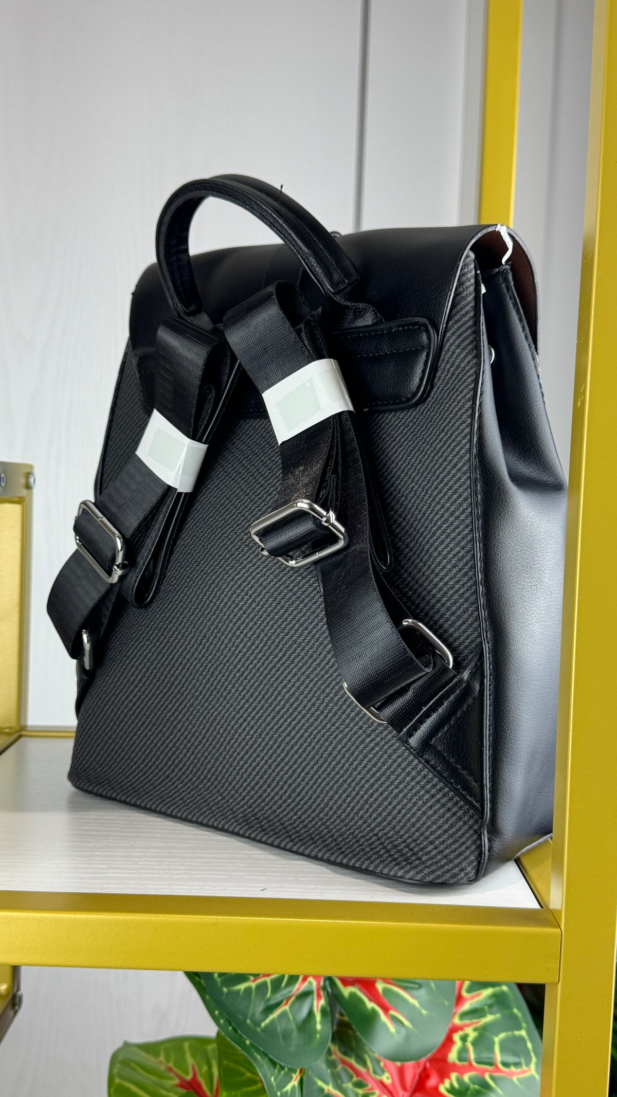 Black & Biege Structured Women's Bagpack {Medium} | LARYZ Everyday 008