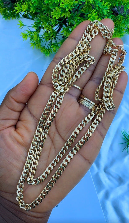 18K Solid Gold Cuban Chain Necklace Unisex | 20 & 22 Inches | 6.2 & 7.0g