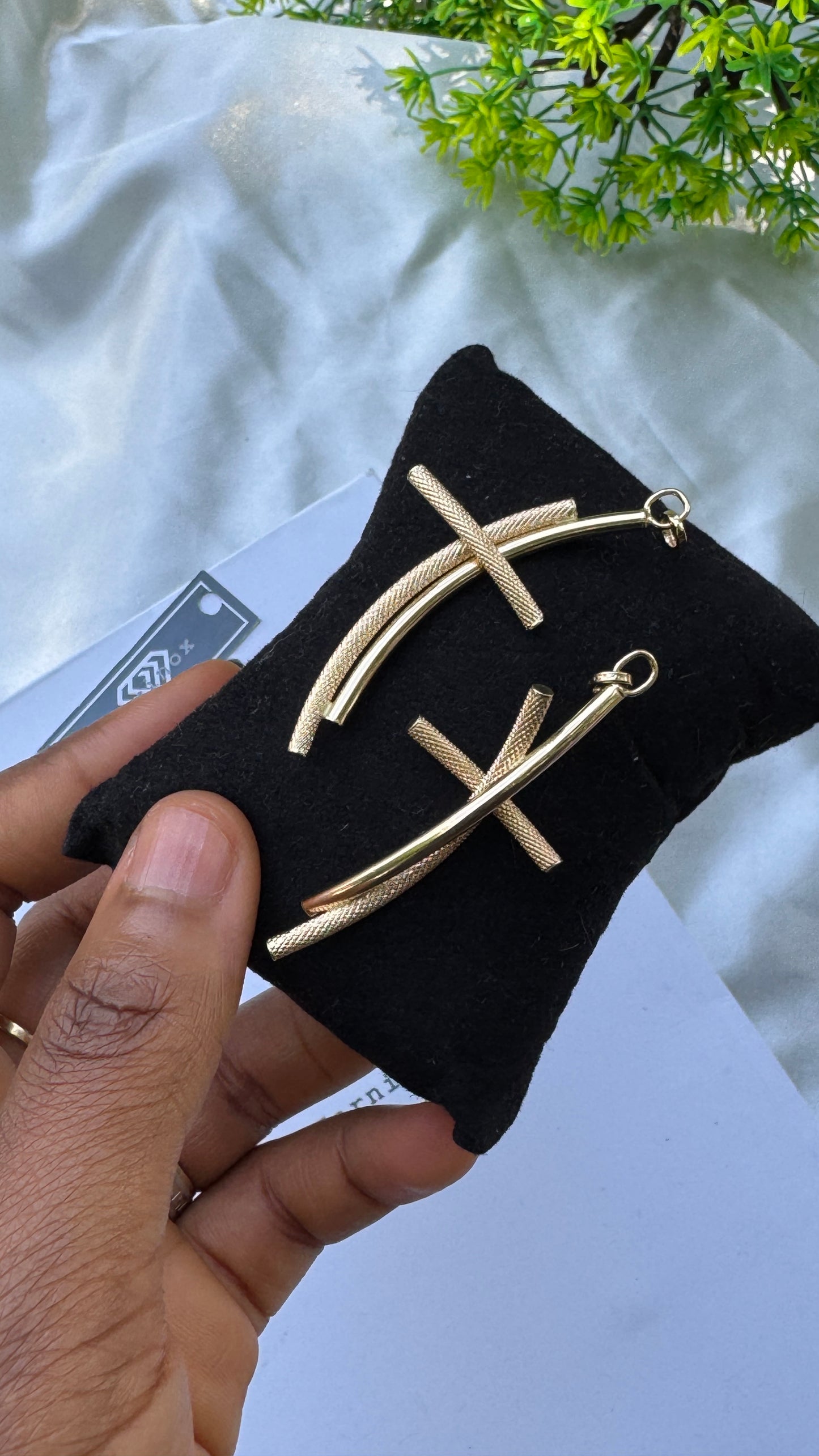 18K Solid Gold Textured Cross Pendants | 1.7g & 1.8g