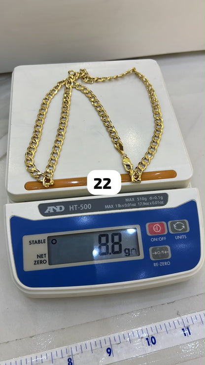 18K Solid Gold Cuban Chain Necklace For Men | 22 Inches | 8.8g