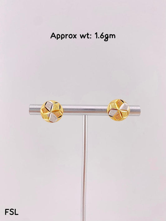 Degems 18ct Real Gold Pin Stud Earrings