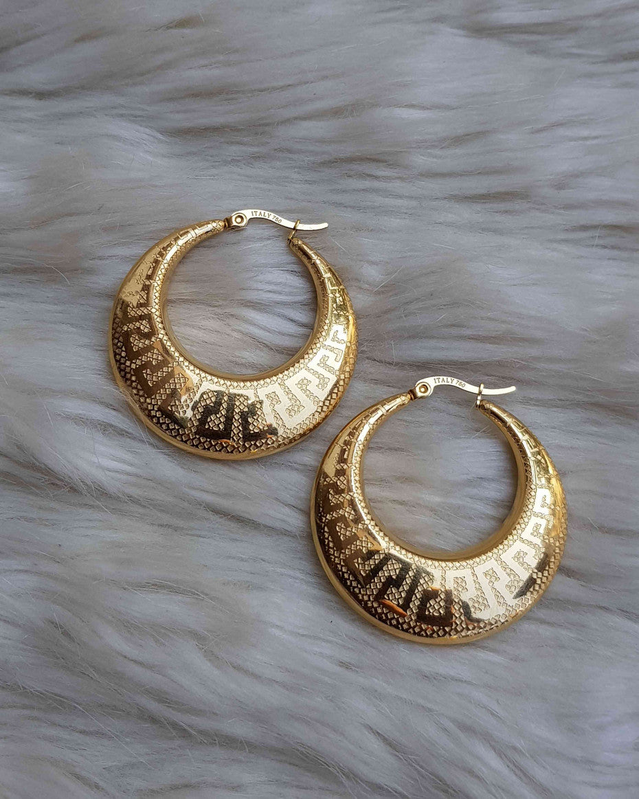 Dera Chunky Hoop Italian Gold Plated Earrings Non Tarnish Hypoallergenic