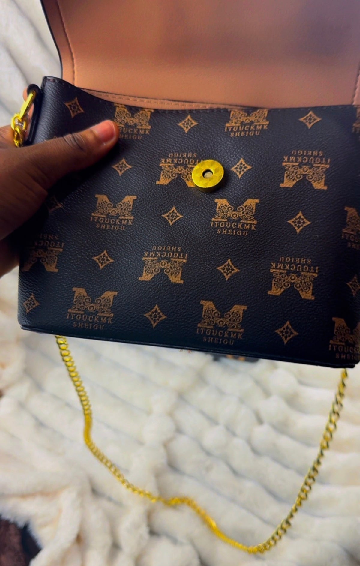 Women's Brown Monogram Pattern Tote Bag  | LARYZ Everyday 040 | Big
