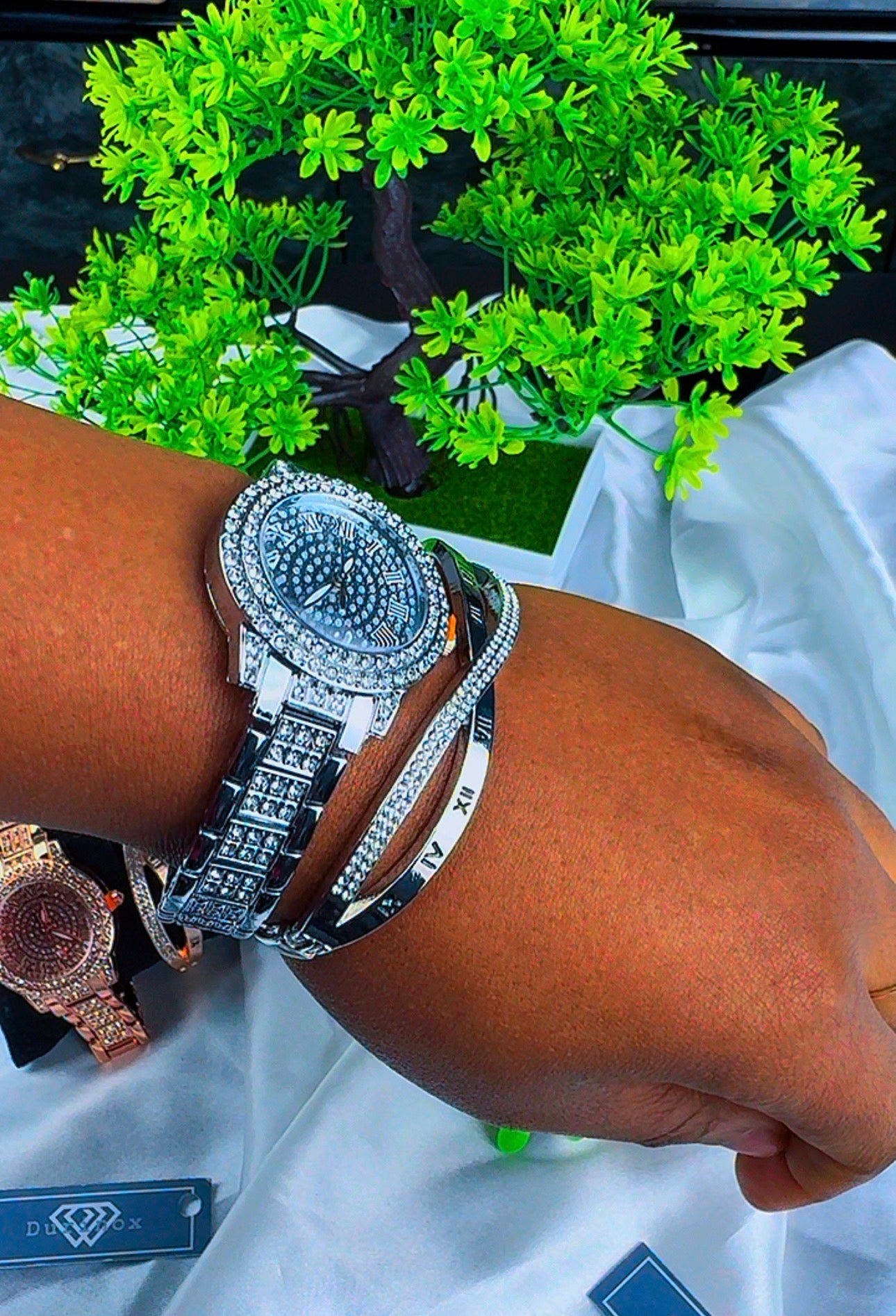 Diiddam Quality 2pc Fashion Wristwatch & Bracelet Set Quartz Watches For Women