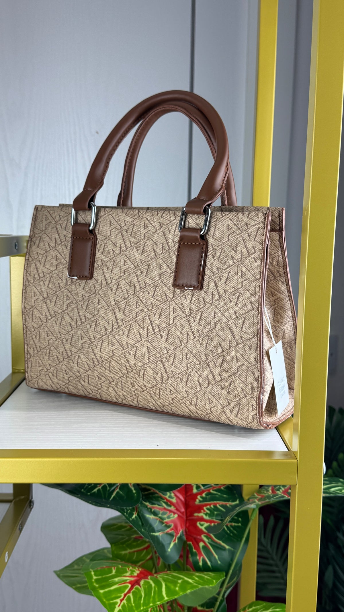 Monogram Canvas Top-Handle Satchel Handbag – Beige & Brown {Medium | Defective} - 010