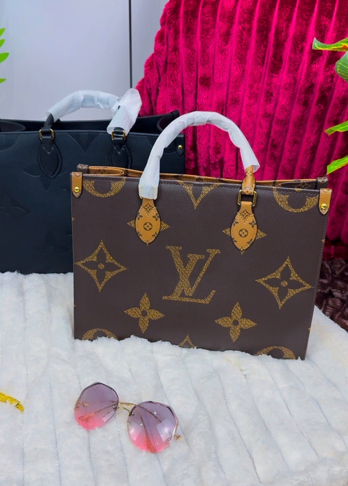 Monogram Big Structured Genuine Leather Tote Bag | LASi016