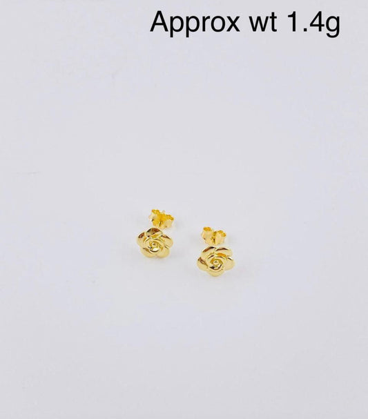 Degems 18ct Real Gold Pin Stud Earrings