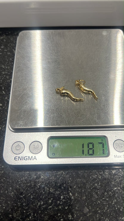 18K Solid Gold Cornicello Italian Horn Pendant - 0.9g