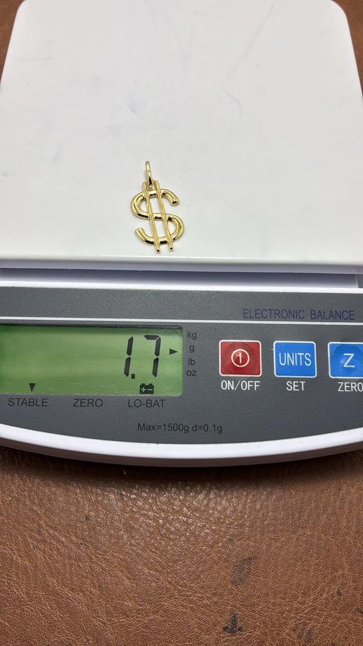 18ct Real Gold Dollar Pendant - 1.7g