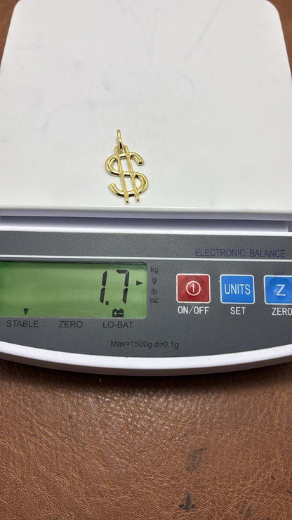 18ct Real Gold Dollar Pendant - 1.7g