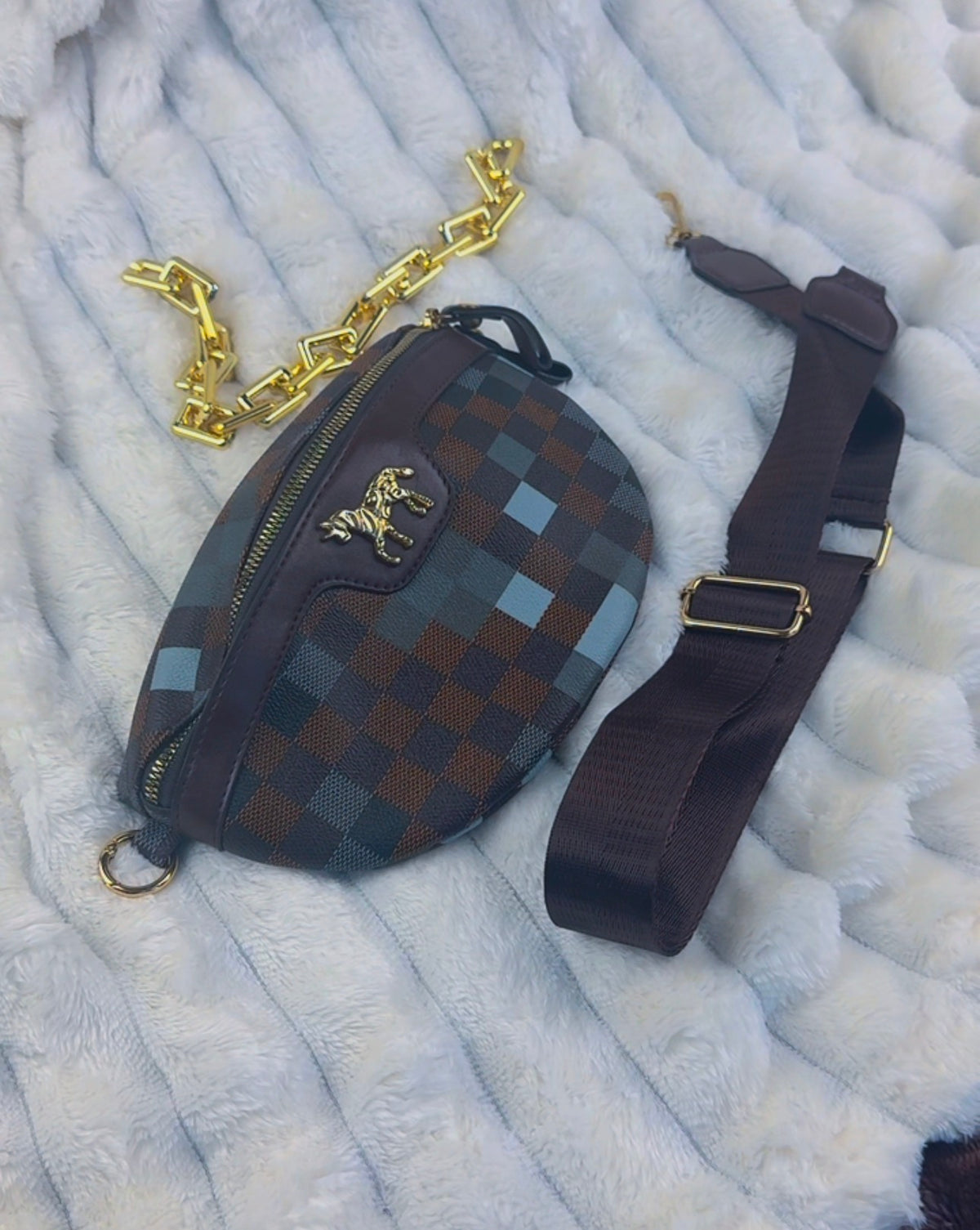 Women’s Chequered Saddle Waist Bag | LARYZ Everyday 059 (Small)