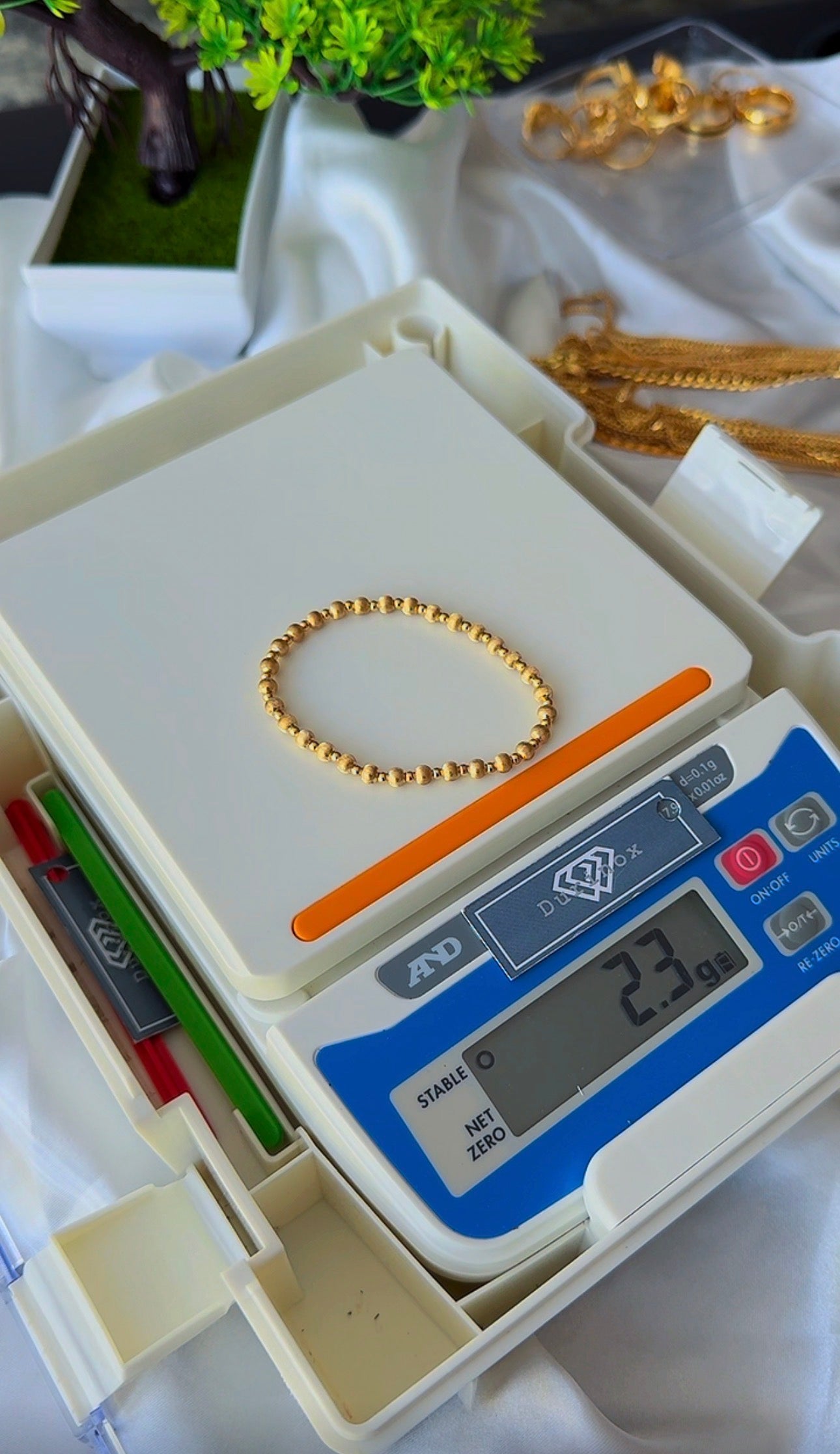 18K Solid Gold Ball Bracelets | Stretchable Bangles | 2.2g (Extra) | Small - Medium Wrist