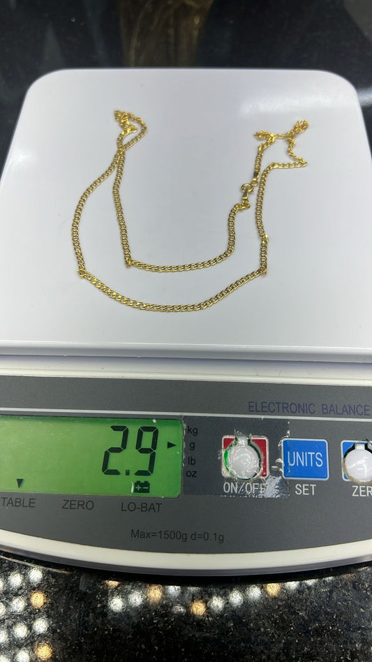 Dugaf 18K Pure Gold Cuban Chain Necklace 22inches