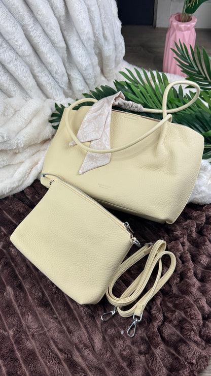 Women’s Off-White Pebbled Leather Dual-Handle 3-in-1 Big Tote Bag | LARYZ Everyday 047 | Big