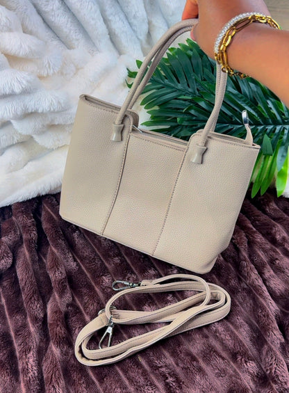 Women’s Nude Pebbled Leather Dual-Handle Tote Bag | LARYZ Everyday 046 | Small-Medium
