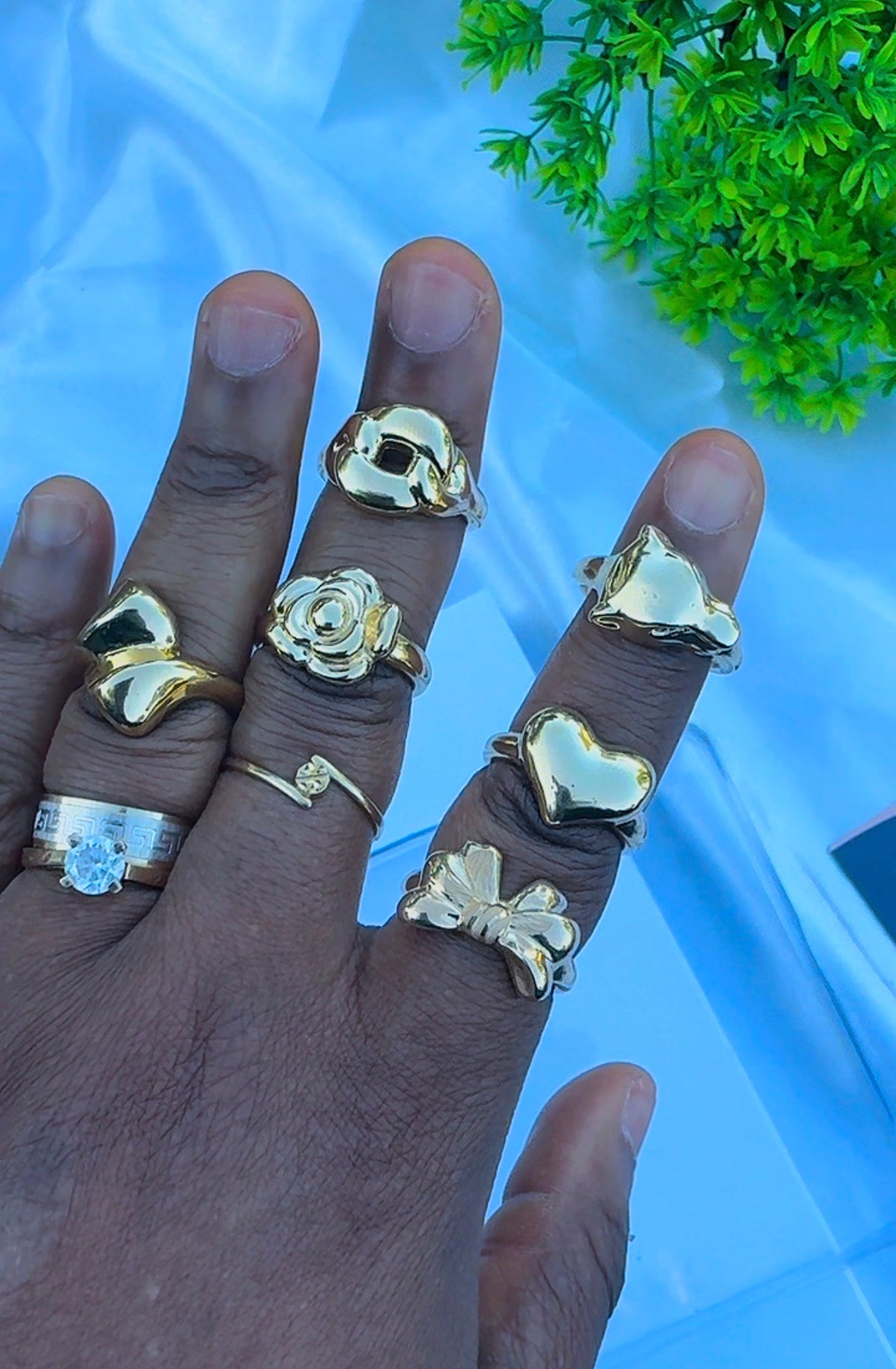 18K Solid Gold Chunky Fashion Rings For Women- Lightweight 1g or Less (Extra Extra)