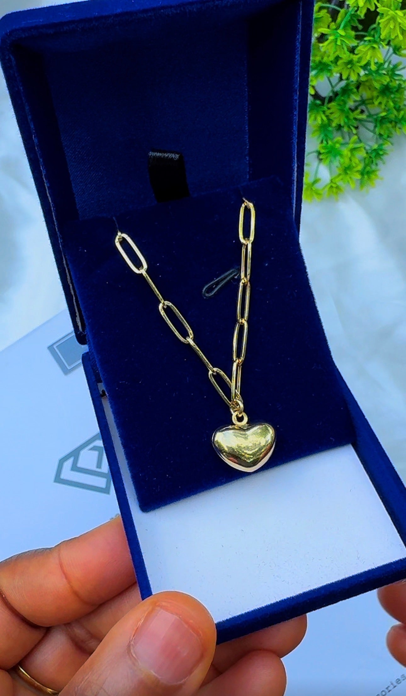 18ct Real Gold Paper Clip Heart Instant Chain Necklace- 3.7g | 18 Inches