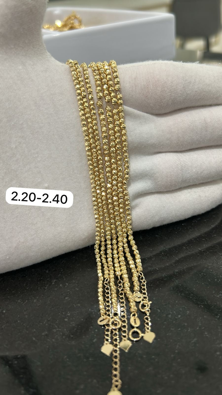 18K Solid Gold Diamond Cut Bracelets | 7.5 Inches