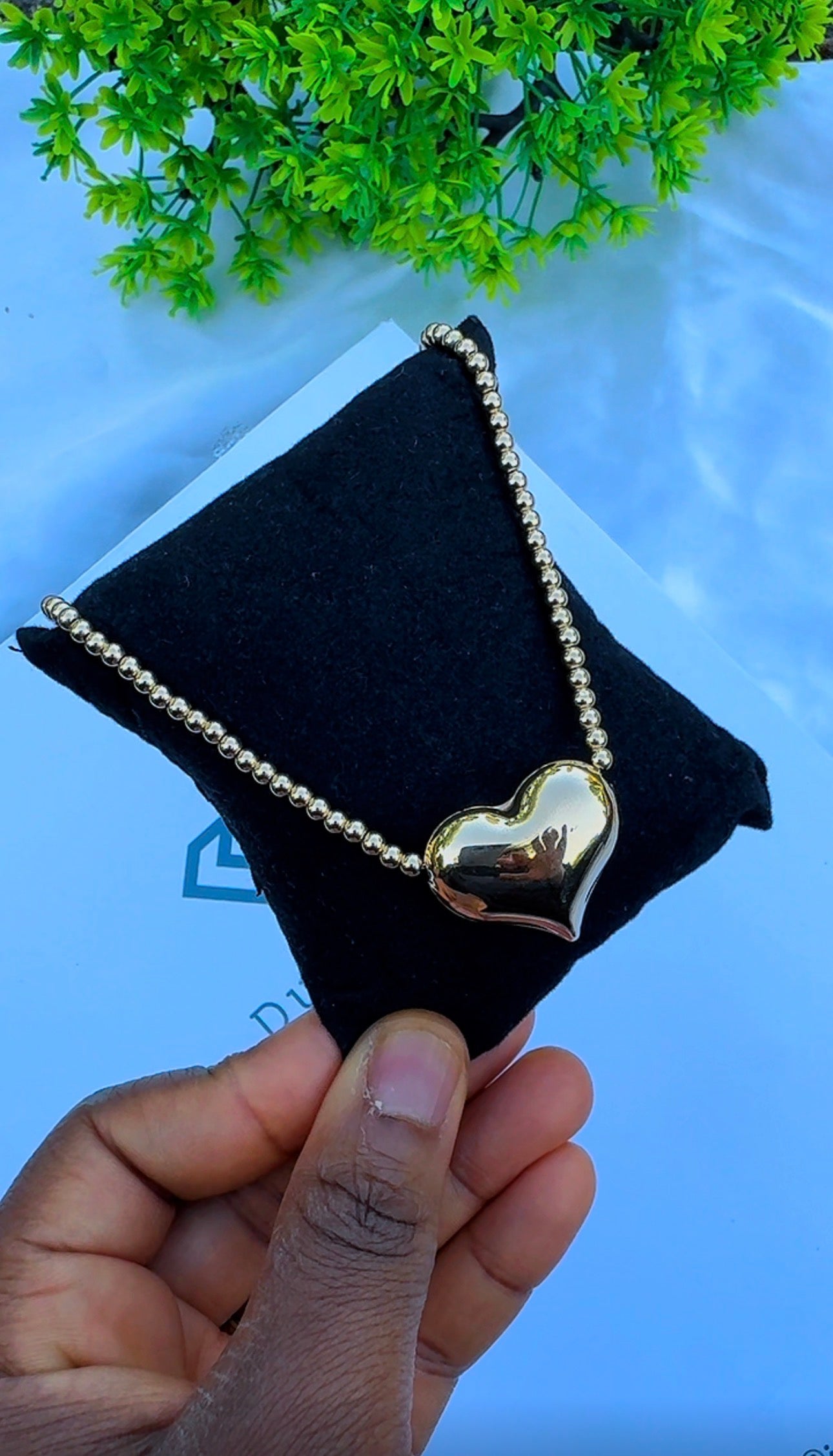 18 Karat Solid Gold Instant Ball Heart Chain Necklace 18 Inches | 4.43g