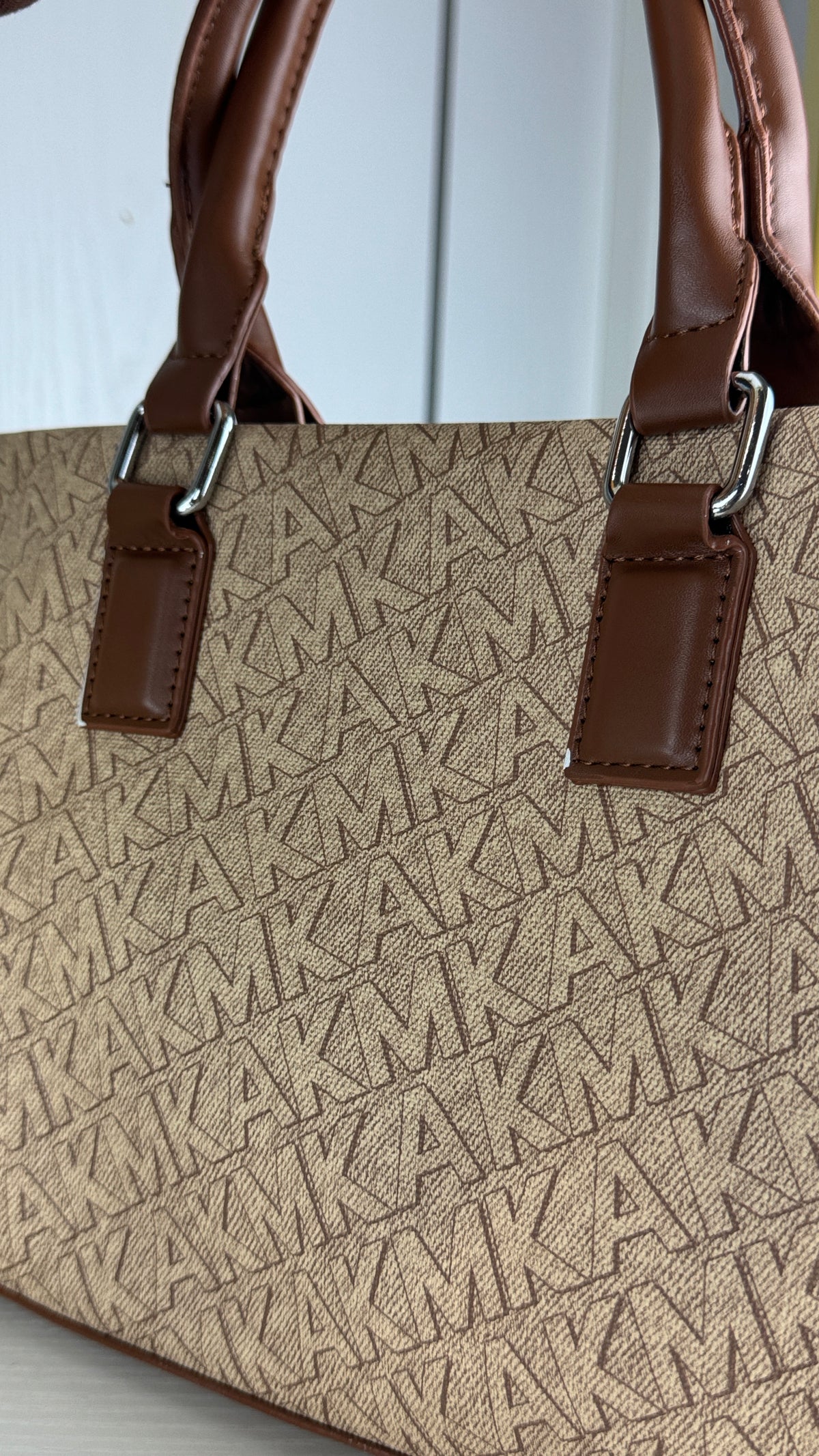 Monogram Canvas Top-Handle Satchel Handbag – Beige & Brown {Medium | Defective} - 010