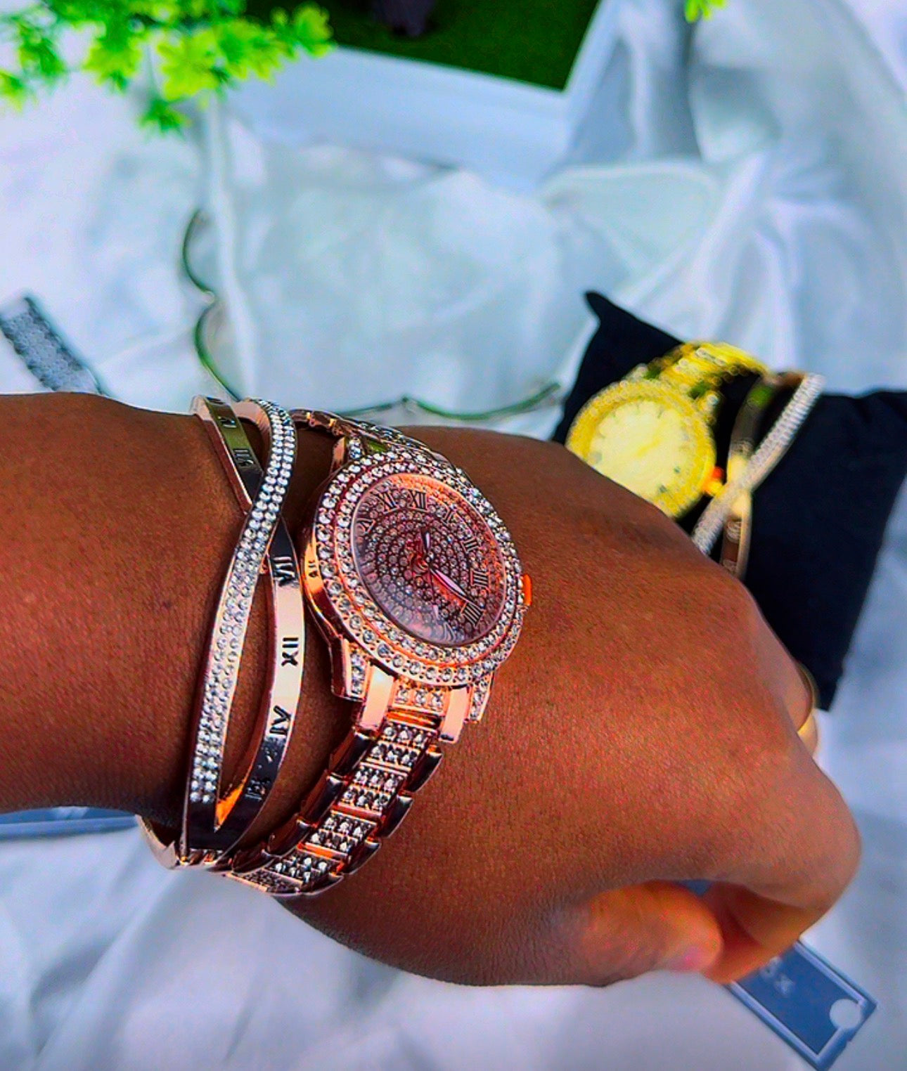 Diiddam Quality 2pc Fashion Wristwatch & Bracelet Set Quartz Watches For Women
