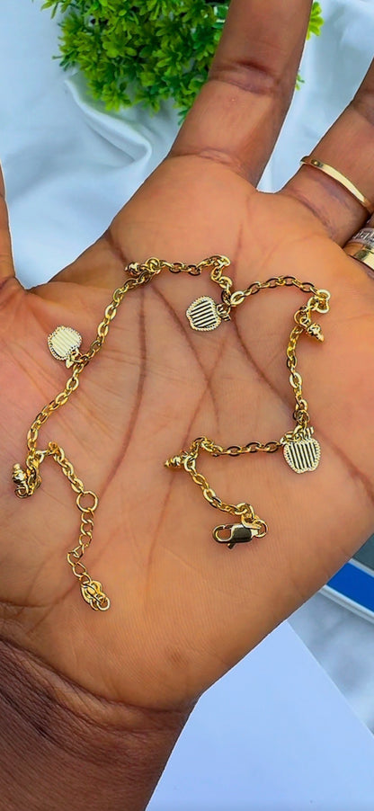 Dorak 18K Real Gold Charm Anklet 10 Inches