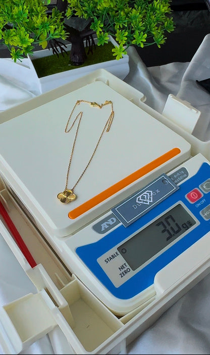 Degacc 18 Karat Solid Italian Gold Instant Chain Clover Necklace