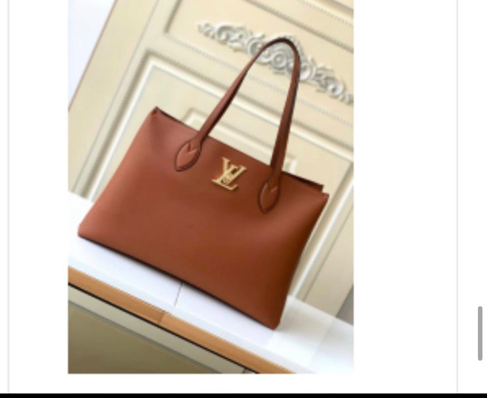 Tan ~ Caramel Soft Calfskin Genuine Leather Big Handbag LASi017