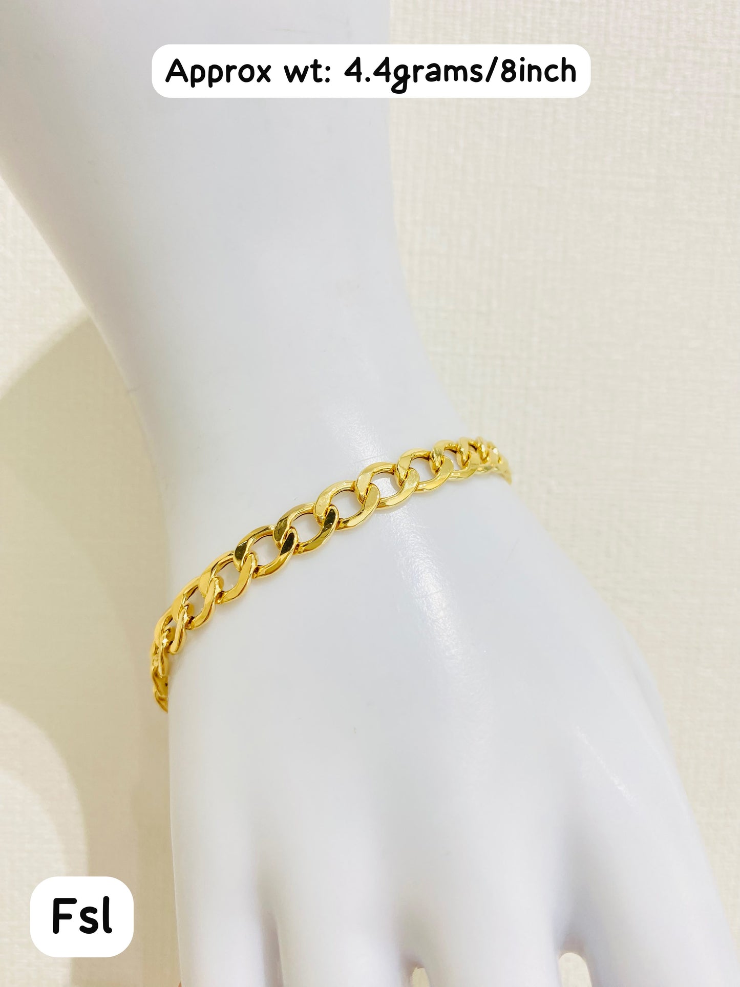 18K Solid Gold Cuban Bracelet – 4.4g - 8 Inches