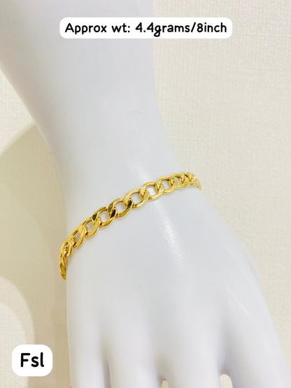 18K Solid Gold Cuban Bracelet – 4.4g - 8 Inches