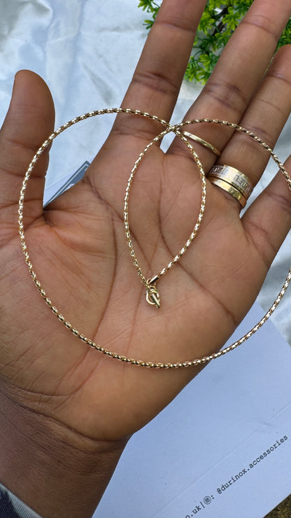 18K Solid Gold Structured Chord Chain Necklace | 2.3g | 18 Inches (Extra)