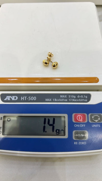 18 Karat Solid Gold Ball Stud Earrings | Shiny | 1.4g