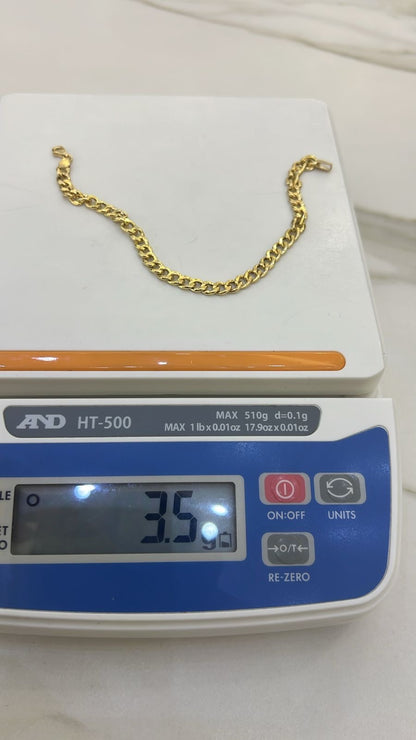 Defah 18K Real Gold Cuban Bracelet 7.2inches