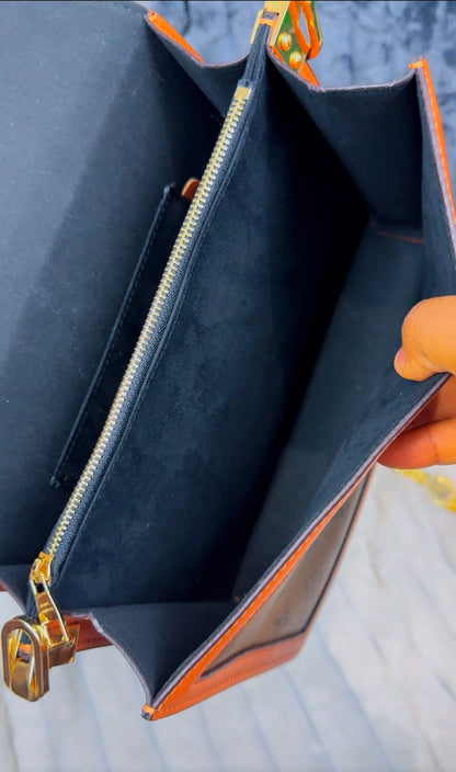 Monogram Canvas Crossbody Bag with Leather Strap - LASi015