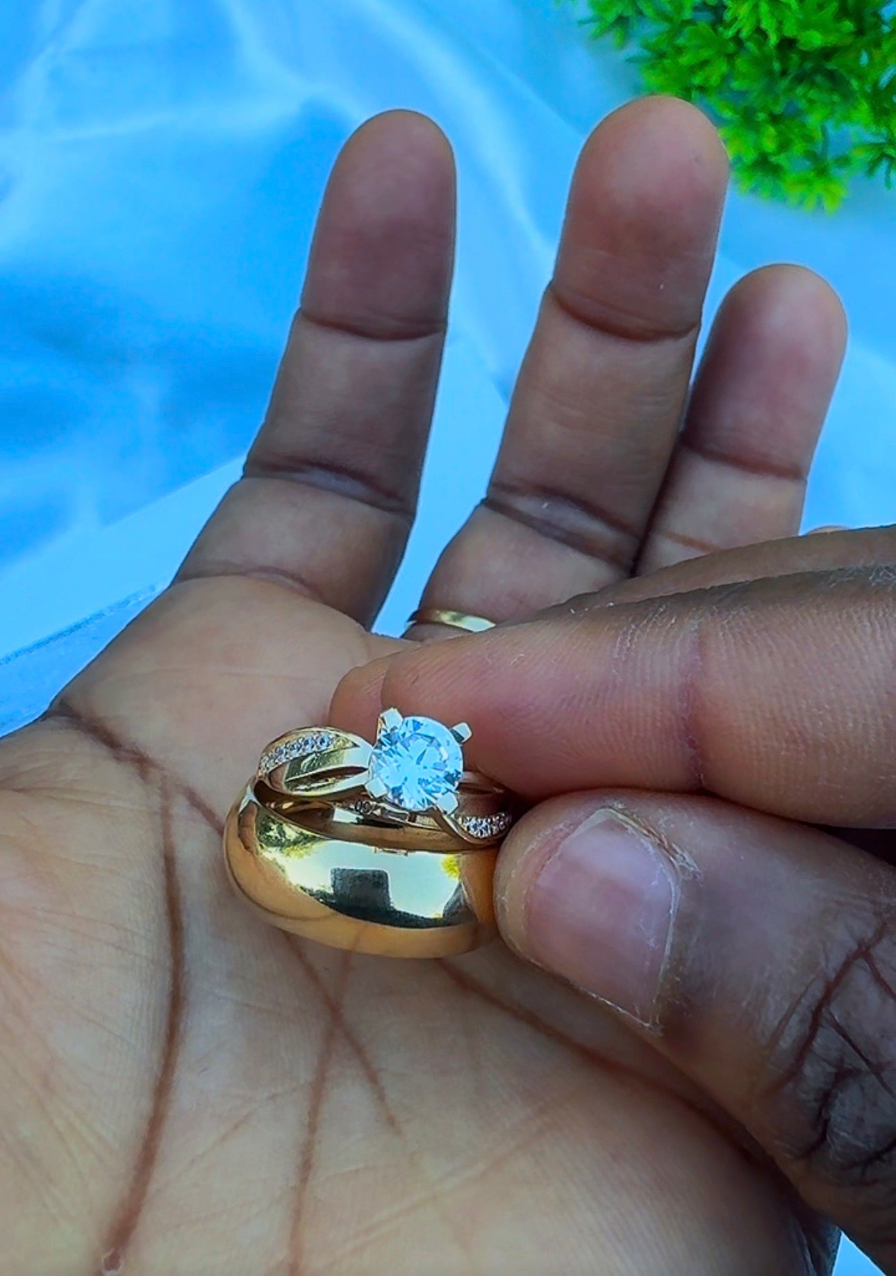 18ct Solid Gold Women Wedding Ring Set Size 7 | 5.3g | Engagement Ring